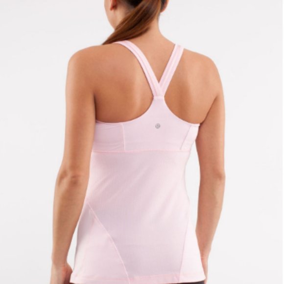 Lululemon Cross My Heart Tank Heathered P w/adjustable bra and reflective straps - Picture 2 of 12